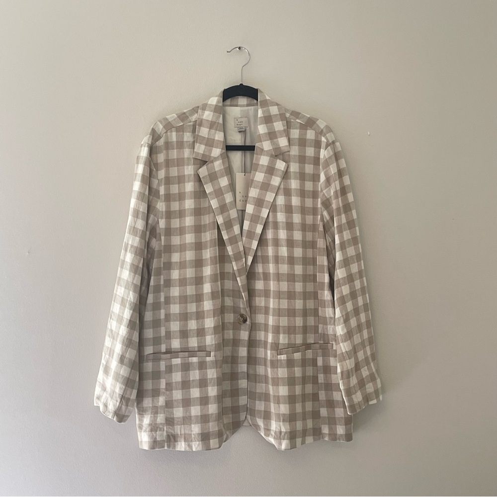Women's Cream Gingham Check Blazer | A New Day | XXL